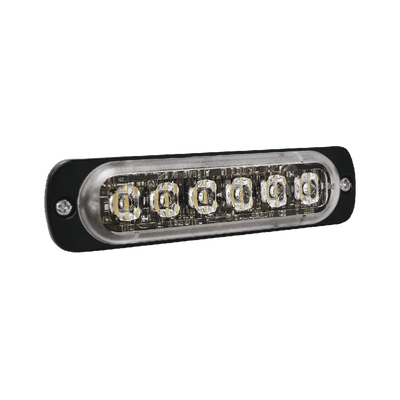 Luz Auxiliar de 6 LED, Ambar, Bisel Negro, Lente Transparente