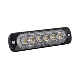 Luz Auxiliar de 6 LED, Roja, Bisel Negro, Lente Transparente