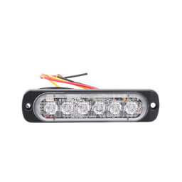 Luz Auxiliar de 6 LED, Roja, Bisel Negro, Lente Transparente