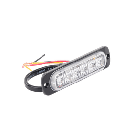 Luz Auxiliar de 6 LED, Roja, Bisel Negro, Lente Transparente