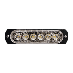 Luz Auxiliar de 6 LED, Roja, Bisel Negro, Lente Transparente