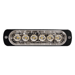 Luz Auxiliar de 6 LED, Roja, Bisel Negro, Lente Transparente