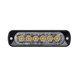 Luz Auxiliar de 6 LED, Roja, Bisel Negro, Lente Transparente