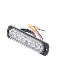 Luz Auxiliar de 6 LED, Roja, Bisel Negro, Lente Transparente