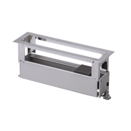 Caja de Escritorio para Módulos / Capacidad 4 Módulos K45 / Aluminio Anodizado / Salida Posterior de Cables / 54×225×54 mm