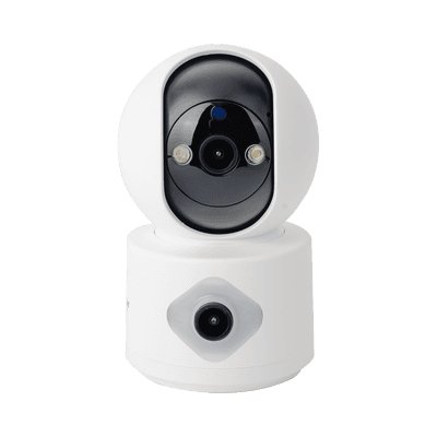 Camara doble lente 3mp| Wifi| autoseguimiento| Detección de movimiento| audio de 2 vias| almacenamiento hasta 128GB