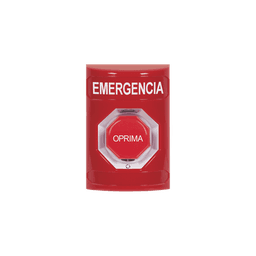 Botón de Emergencia, Texto en Español, Color Rojo, Acción Mantenida, Girar para Restablecer y LED Multicolor