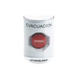 Botón de Evacuación, Cubierta de Policarbonato Súper Resistente de Superficie con Espaciador, Restablecimiento con Llave, Con Bocina de Advertencia