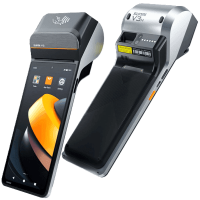 Terminal Móvil Inteligente SUNMI V3 / Pantalla HD+ 6.75" / Procesador Qualcomm Hexa-Core / Impresora Térmica 58 mm / Escáner Láser 2D / NFC SoftPOS / 3GB RAM + 32GB Almacenamiento / Android 13 / 4G LTE / Wi-Fi Dual Band / 
