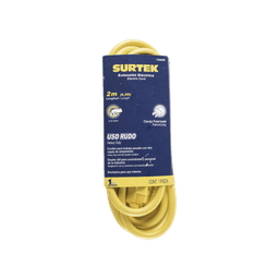 Extensión Eléctrica de Uso Rudo 2 metros / 127 V CA 10 A Máximo /  Color Amarillo.