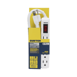 Multicontacto con cable 30 cm. 4 tomas 127 Vca línea, tierra, neutro 15 A max.