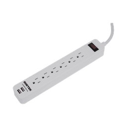 Multicontacto con 6 contactos aterrizados y 2 puertos usb.