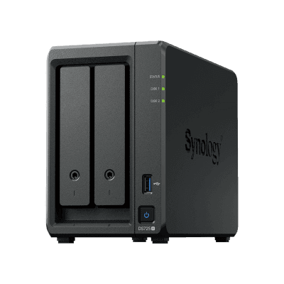 NAS Synology DiskStation DS725+ | 2 Bahías | Expandible hasta 7 Unidades | 2 Ranuras M.2 NVMe | Puerto 2.5GbE | Rendimiento 276 MB/s Lectura y 224 MB/s Escritura | Compatible con Unidad de Expansión DX525.