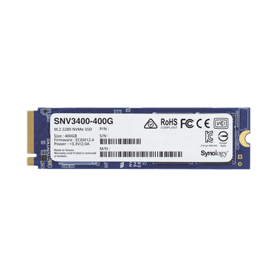 SSD 400GB NVMe M.2 2280, diseñada para Synology NAS con ranuras M.2 integradas