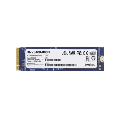 SSD 800GB NVMe M.2 2280, diseñada para Synology NAS con ranuras M.2 integradas