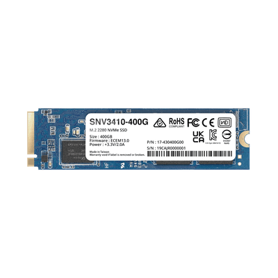 SSD 400GB NVMe M.2 2280, diseñada para Synology NAS con ranuras M.2 integradas