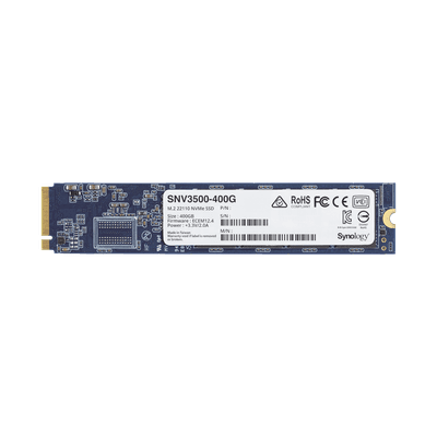 SSD 400GB NVMe M.2 22110, diseñada para Synology NAS con ranuras M.2 integradas