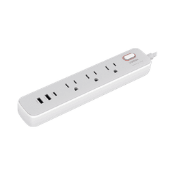 Regleta de Alimentación 30W 2 USB-A + 1 USB-C + 3 Salidas AC / Carga de Alta Velocidad / Salida USB-C PD de 30W (GaN) / Salidas AC Tipo B / Protección Contra Sobretensiones / 6 en 1