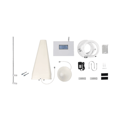 Kit Amplificador de Señal Celular TRIPLE banda de frecuencia. Incluye Mástil. Mejora las llamadas convencionales y VoLTE / Soporta los datos de las tecnologías 2G, 3G y 4G de TELCEL, AT&T y MOVISTAR / Cubre hasta 2 espacios...