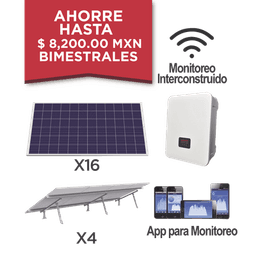 Kit solar para interconexión de 5 KW de potencia, 220 Vca con inversor cadena y paneles policristalinos.
