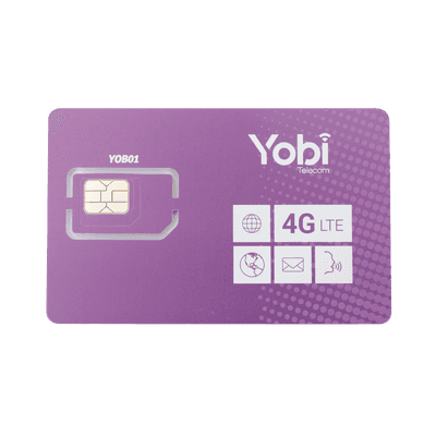 SIM Yobi para dispositivos móviles 3G/4G con recarga de 10GB cada mes durante 1 año de servicio (solo datos)