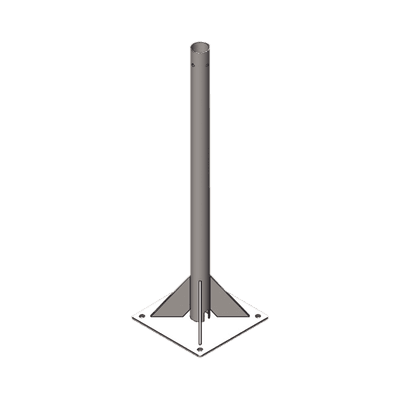 Mástil de 2 metros, de 2" de Diámetro, con Opresor, Base Soldada . Galvanizado por Inmersión en Caliente.