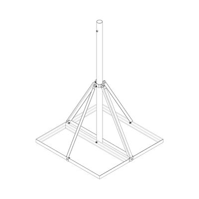 Base No Penetrante Base de 0.9 x 0.9 m con Mástil de 1.5 m x 2" diam. Ced.30 para Instalación de Antenas (HOT-DIP).