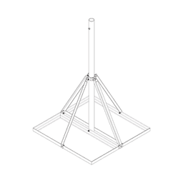 Base No Penetrante Base de 0.9 x 0.9 m con Mástil de 1.5 m x 2" diam. Ced.30 para Instalación de Antenas (HOT-DIP).