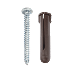 Paquete de 10 taquetes café 1 3/4" y 10 tornillos 10mm x 1 3/4" (1104-05002)