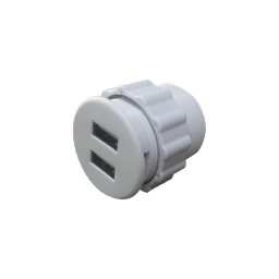 Mini empotrable redondo color blanco con 2 puertos USB, con cable