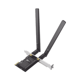 Adaptador  PCIe inalámbrico doble banda AX1800 Mbps / Seguridad Inalámbrica WPA3 /Antena de alta ganancia / Tecnología MU-MUMO 2X2 / Soporte de perfil bajo y Altura completa / Bluetooth 5.2