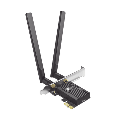 Adaptador PCIe inalámbrico doble banda AX3000 Mbps / Seguridad Inalámbrica WPA3 /Antena de alta ganancia / Tecnología MU-MUMO 2X2 / Soporte de perfil bajo y Altura completa / Bluetooth 5.2