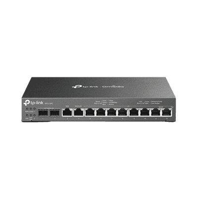 Router Omada VPN / SDN Multi-WAN 1G / Switch con PoE y Controlador  / 2 puerto WAN/LAN SFP 1G / 1 Puerto RJ45 WAN / 1 Puerto WAN/LAN RJ45 / 8 Puertos PoE+ LAN RJ45 /  24,980 Sesiones Concurrentes / Administración por Controlador Omada o Stand-Alone