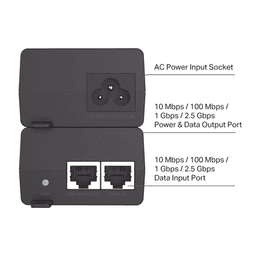Inyector PoE+ (30W) / Gigabit 802.3 af/at / 2 puertos 10/100/1000 Mbps / Plug and Play / Fuente alimientación Integrada