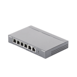 Switch PoE no Administrable de escritorio / 6 puertos 10/100 Mbps / 4 puertos PoE af/at / Presupuesto 67 W / Modo Extensor hasta 250 m / Calidad video prioritaria