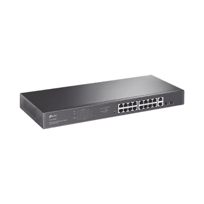 Switch no administrable de 16 puertos 10/100/1000Mbps y PoE af/at, 2 puertos SFP hasta 250W.