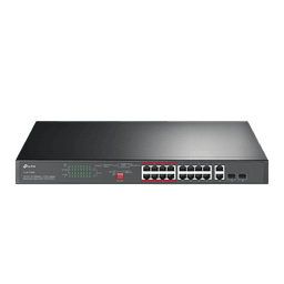 Switch PoE+ No Administrable de 16 puertos 10/100 Mbps / 2 puertos 10/100/1000 Mbps en Combo con 2 Puertos SFP / Presuuesto PoE 250 W / Extensor PoE de hasta 250 metros