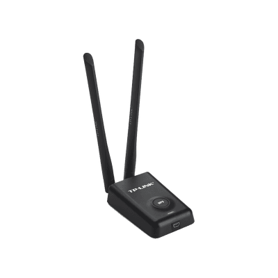 Adaptador de alta potencia USB  inalámbrico N 300 Mbps 2.4 GHz con 2 antenas externas de 5 dBi 