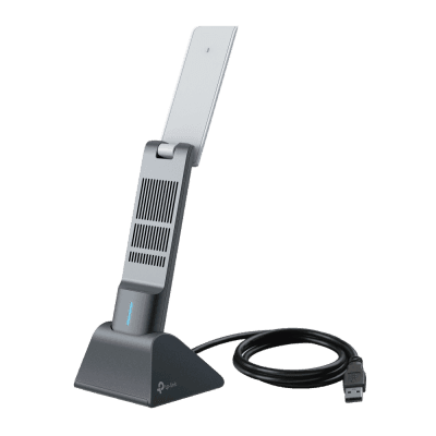 Adaptador USB Wireless Wi-Fi 6 / AX3000 (2402 Mbps + 574 Mbps) / Antenas de Alta Ganancia / USB 3.0 / Baja Latencia Gaming / WPA3 / Cuna Desmontable con Cable 1.2 m (3.9 ft)