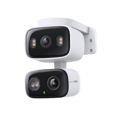 Cámara de Seguridad Dual PTZ / 2 Lentes 2K+2K (3MP cada uno) / 3x Claridad Telefoto / IP65 Exterior / IA Inteligente / Seguimiento Sincronizado / Vista Dual Simultánea / Color Night Vision / Audio Bidireccional / 125.5° Gran Angular + 67