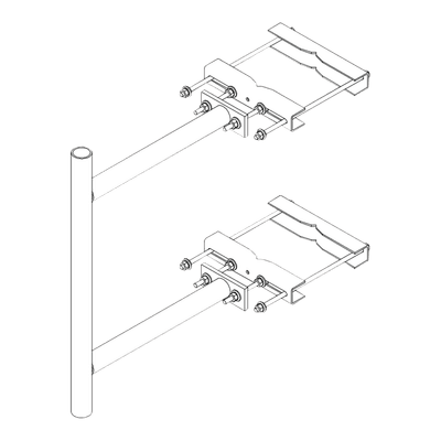 Montaje Lateral con 60 cm de Separación con Ángulo Ajustable. Mástil de 2-3/8" x 36".