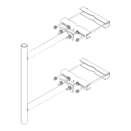 Montaje Lateral con 60 cm de Separación con Ángulo Ajustable. Mástil de 2-3/8" x 36".