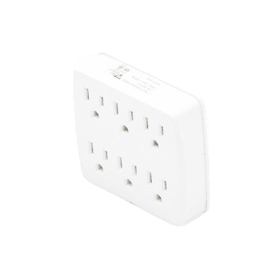 Multicontacto para pared con 6 contactos color blanco,125 V /15 A