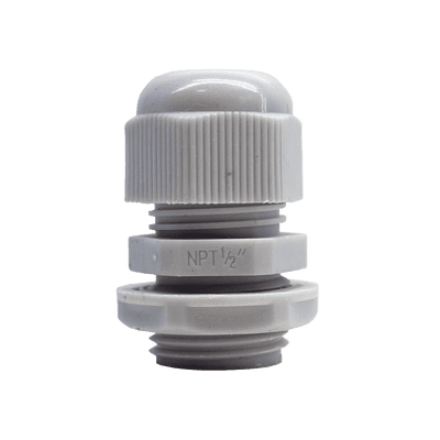 Conector Plástico Blanco Tipo Glándula para Rosca NPT 1/2" 