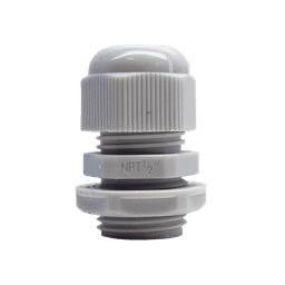 Conector Plástico Blanco Tipo Glándula para Rosca NPT 1/2" 