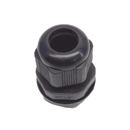 Conector Plástico Negro Tipo Glándula para Rosca NPT 1/2"