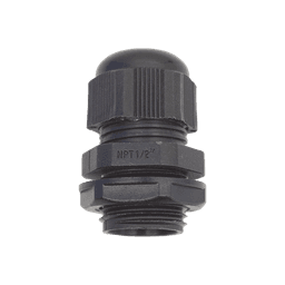 Conector Plástico Negro Tipo Glándula para Rosca NPT 1/2"