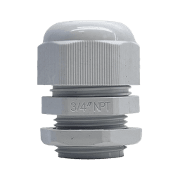 Conector Plástico Blanco Tipo Glándula para Rosca NPT 3/4"