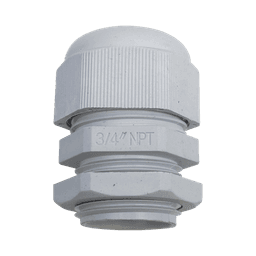 Conector Plástico Blanco Tipo Glándula para Rosca NPT 3/4"