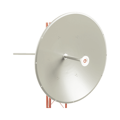 Antena altamente direccional / Distancia de hasta 100 km / Ganancia de 36 dBi / 4.9 - 6.5 GHz / Conectores N-Hembra / incluye montaje para torre y montaje estabilizador para fuertes vientos.  